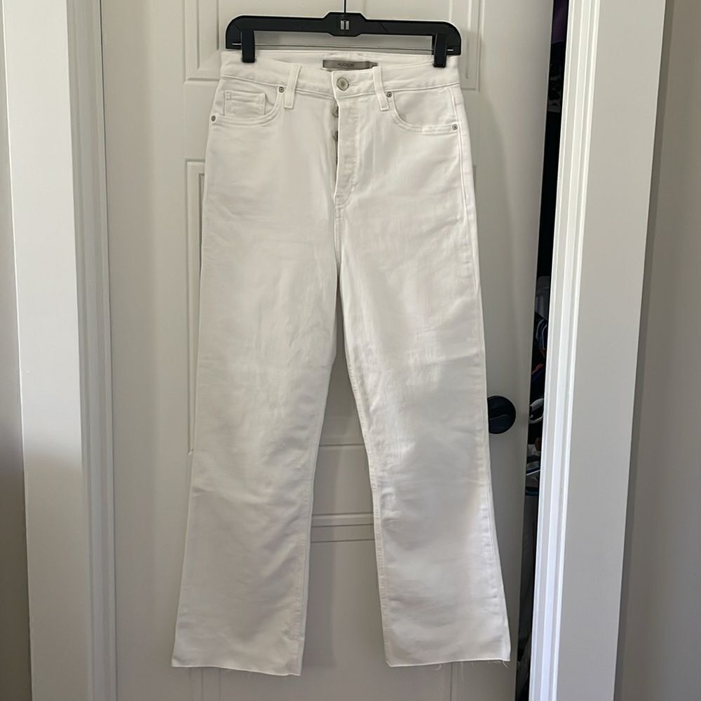 Hudson White Faye Ultra High Rise Bootcut Crop Jeans - Picture 1 of 7